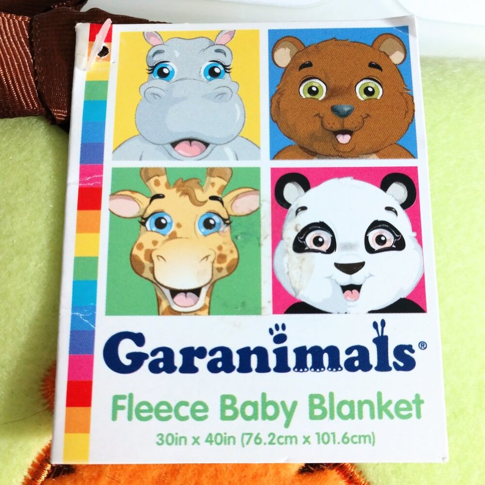 NWT Garanimals Tiger Embroidered Green Fleece Baby Blanket 30 x 40 Inches - Picture 4 of 5